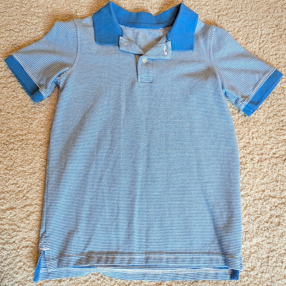 Kids blue and white striped polo
